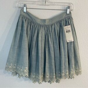 Denim & Supply Ralph Lauren Chambray Mini Skater Skirt Embroidered Blue NWT.